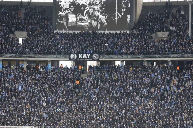 Hertha Fans, Germany, Berlin, Olympiastadion, Football, Men, Season 2023 2024, 2 Bundesliga 18 Matchday , Hertha BSC Fortuna Düsseldorf, Memorial to the late President Kay Bernstein Hertha BSC
