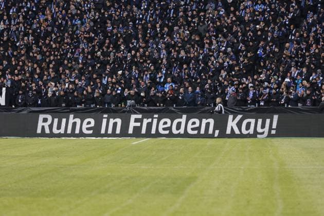 Hertha Fans, Germany, Berlin, Olympiastadion, Football, Men, Season 2023 2024, 2 Bundesliga 18 Matchday , Hertha BSC Fortuna Düsseldorf, Memorial to the late President Kay Bernstein Hertha BSC