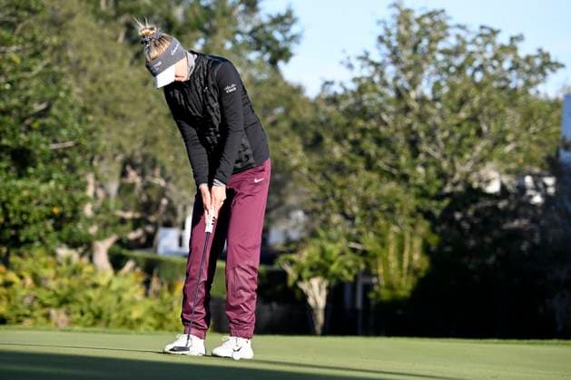 Nelly Korda putts during the final round of the Hilton Grand Vacations Tournament of Champions at the Lake Nona Golf & Country Club in Orlando, Florida on Sunday, January 21, 2024.  ORP20240121002 JOExMARINO