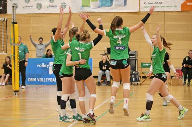 21 01 2024, xmohx, Volleyball 2 Bundesliga Süd, proWIN Volleys TV Holz DJK Sportbund München Ost emspor, v l Holz celebrates the victory DFL DFB REGULATIONS PROHIBIT ANY USE OF PHOTOGRAPHS as IMAGE SEQUENCES and or QUASI VIDEO Saarbrücken