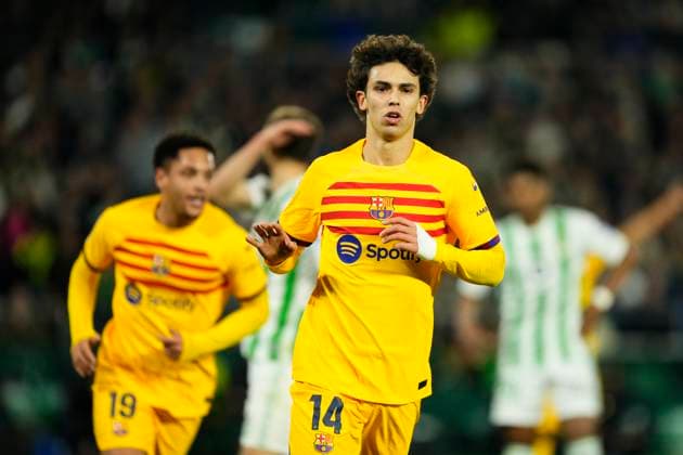 Real Betis v FC Barcelona, Barca - LaLiga EA Sports Joao Felix second striker of Barcelona and Portugal celebrates after scoring his sides first goal during the LaLiga EA Sports match between Real Betis and FC Barcelona at Estadio Benito Villamarin on January 21, 2024 in Seville, Spain. Seville Spain  Copyright: xJosexBretonx originalFilename:breton-realbeti240121_np2dW.jpg