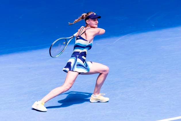 MELBOURNE, VIC - JANUARY 22: Dayana Yastremska of Ukraine in action during the 4th round of the 2024 Australian Open on January 22 2024, at Melbourne Park in Melbourne, Australia. (Photo by Jason Heidrich Icon Sportswire) TENNIS: JAN 22 Australian Open EDITORIAL USE ONLY Icon240122013