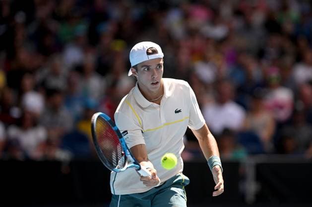 TENNIS AUSTRALIAN OPEN, Arthur Cazaux of France in action during his 4th round match against Hubert Hurkacz of Poland on Day 9 of the 2024 Australian Open at Melbourne Park in Melbourne, Monday, January 22, 2024. ( NO ARCHIVING, EDITORIAL USE ONLY, NO USE IN BOOKS WITHOUT CONSENT MELBOURNE VICTORIA AUSTRALIA  Copyright: xLUKASxCOCHx 20240122001892135975