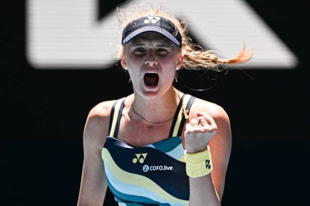 Dayana Yastremska (UKR) celebrates during her fourth round match Australian Open, Day Nine, Tennis, Melbourne Park, Melbourne, Australia - 22 Jan 2024  Copyright: xJamesxGourley Shutterstockx 14306291af