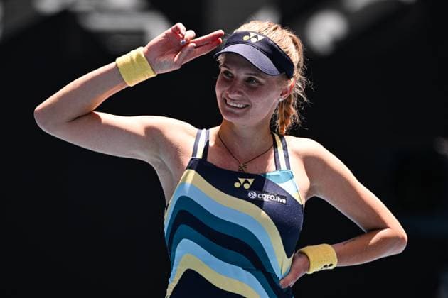 Dayana Yastremska (UKR) celebrates winning her fourth round match Australian Open, Day Nine, Tennis, Melbourne Park, Melbourne, Australia - 22 Jan 2024  Copyright: xJamesxGourley Shutterstockx 14306291ap