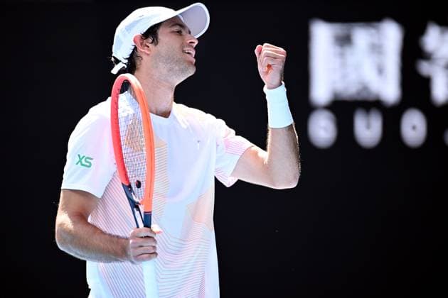 TENNIS AUSTRALIAN OPEN, Nuno Borges of Portugal reacts during his 4th round match against Daniil Medvedev of Russia on Day 9 of the 2024 Australian Open at Melbourne Park in Melbourne, Monday, January 22, 2024. ( NO ARCHIVING, EDITORIAL USE ONLY, NO USE IN BOOKS WITHOUT CONSENT MELBOURNE VICTORIA AUSTRALIA  Copyright: xJOELxCARRETTx 20240122001892149391