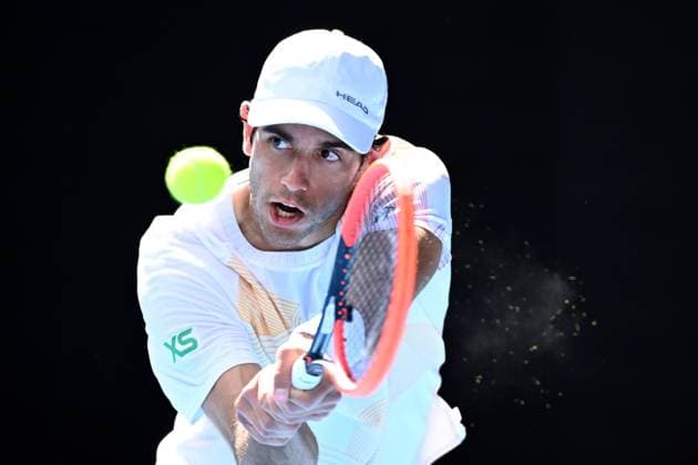 TENNIS AUSTRALIAN OPEN, Nuno Borges of Portugal in action during his 4th round match against Daniil Medvedev of Russia on Day 9 of the 2024 Australian Open at Melbourne Park in Melbourne, Monday, January 22, 2024. ( NO ARCHIVING, EDITORIAL USE ONLY, NO USE IN BOOKS WITHOUT CONSENT MELBOURNE VICTORIA AUSTRALIA  Copyright: xJOELxCARRETTx 20240122001892149490