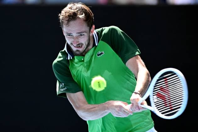 TENNIS AUSTRALIAN OPEN, Daniil Medvedev of Russia in action during his 4th round match against Nuno Borges of Portugal on Day 9 of the 2024 Australian Open at Melbourne Park in Melbourne, Monday, January 22, 2024. ( NO ARCHIVING, EDITORIAL USE ONLY, NO USE IN BOOKS WITHOUT CONSENT MELBOURNE VICTORIA AUSTRALIA  Copyright: xJOELxCARRETTx 20240122001892149580