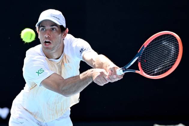 TENNIS AUSTRALIAN OPEN, Nuno Borges of Portugal in action during his 4th round match against Daniil Medvedev of Russia on Day 9 of the 2024 Australian Open at Melbourne Park in Melbourne, Monday, January 22, 2024. ( NO ARCHIVING, EDITORIAL USE ONLY, NO USE IN BOOKS WITHOUT CONSENT MELBOURNE VICTORIA AUSTRALIA  Copyright: xJOELxCARRETTx 20240122001892151941