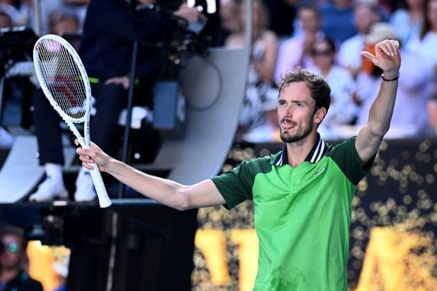 TENNIS AUSTRALIAN OPEN, Daniil Medvedev of Russia celebrates his 4th round win against Nuno Borges of Portugal on Day 9 of the 2024 Australian Open at Melbourne Park in Melbourne, Monday, January 22, 2024. ( NO ARCHIVING, EDITORIAL USE ONLY, NO USE IN BOOKS WITHOUT CONSENT MELBOURNE VICTORIA AUSTRALIA  Copyright: xJOELxCARRETTx 20240122001892167649