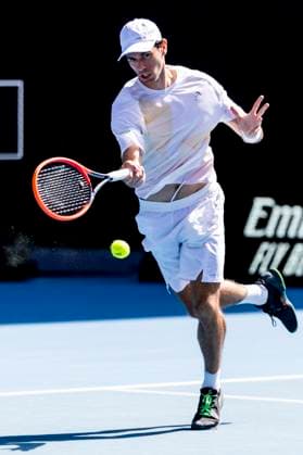 MELBOURNE, VIC - JANUARY 22: Nuno Borges of Portugal in action during the 4th round of the 2024 Australian Open on January 22 2024, at Melbourne Park in Melbourne, Australia. (Photo by Jason Heidrich Icon Sportswire) TENNIS: JAN 22 Australian Open EDITORIAL USE ONLY Icon240122111