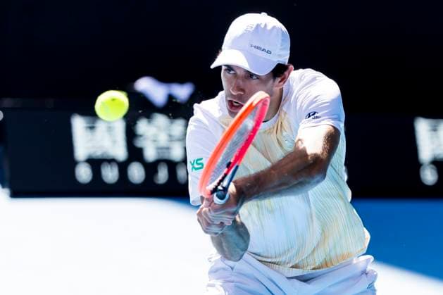 MELBOURNE, VIC - JANUARY 22: Nuno Borges of Portugal in action during the 4th round of the 2024 Australian Open on January 22 2024, at Melbourne Park in Melbourne, Australia. (Photo by Jason Heidrich Icon Sportswire) TENNIS: JAN 22 Australian Open EDITORIAL USE ONLY Icon240122115