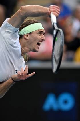 TENNIS AUSTRALIAN OPEN, Alexander Zverev of Germany in action during his 4th round match against Cameron Norrie of United Kingdom on Day 9 of the 2024 Australian Open at Melbourne Park in Melbourne, Monday, January 22, 2024. ( NO ARCHIVING, EDITORIAL USE ONLY, NO USE IN BOOKS WITHOUT CONSENT MELBOURNE VICTORIA AUSTRALIA  Copyright: xLUKASxCOCHx 20240122001892179048