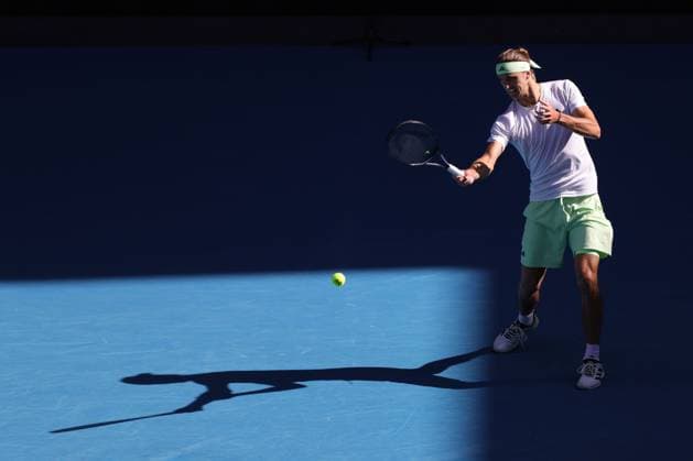 Alexander Zverev, GER, during fourth round of 2024 Australian Open in Melbourne, 22 01 2023
