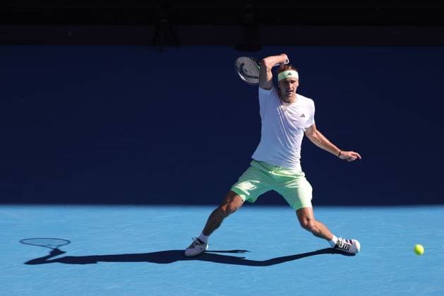 Alexander Zverev, GER, during fourth round of 2024 Australian Open in Melbourne, 22 01 2023
