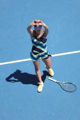 Dayana Yastremska, UKR, during fourth round of 2024 Australian Open in Melbourne, 22 01 2023