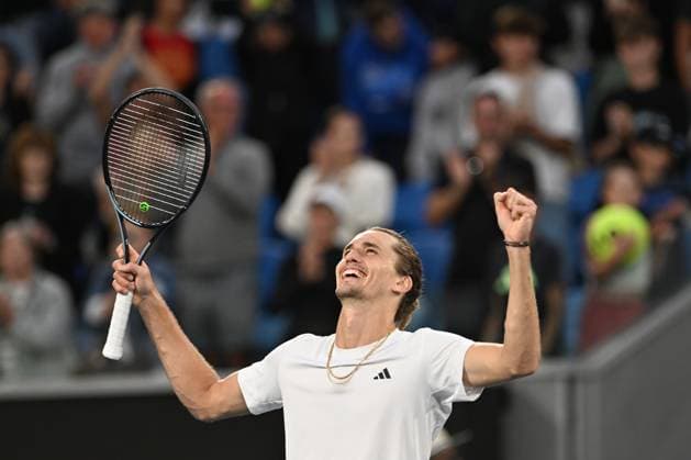 TENNIS AUSTRALIAN OPEN, Alexander Zverev of Germany celebrates match point during his 4th round win against Cameron Norrie of United Kingdom on Day 9 of the 2024 Australian Open at Melbourne Park in Melbourne, Monday, January 22, 2024. ( NO ARCHIVING, EDITORIAL USE ONLY, NO USE IN BOOKS WITHOUT CONSENT MELBOURNE VICTORIA AUSTRALIA  Copyright: xLUKASxCOCHx 20240122001892200297