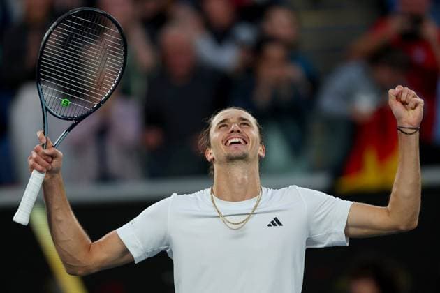 Alexander Zverev of Germany celebrates Australian Open, Day Nine, Tennis, Melbourne Park, Melbourne, Australia - 22 Jan 2024  Copyright: xEllaxLing Shutterstockx 14306290bi