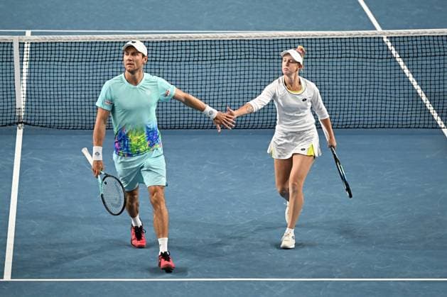 TENNIS AUSTRALIAN OPEN, Matthew Ebden and Storm Hunter of Australia during their 2nd round mixed doubles match against Jaimee Fourlis and Andrew Harris of Australia on Day 9 of the 2024 Australian Open at Melbourne Park in Melbourne, Monday, January 22, 2024. ( NO ARCHIVING, EDITORIAL USE ONLY, NO USE IN BOOKS WITHOUT CONSENT MELBOURNE VICTORIA AUSTRALIA  Copyright: xLUKASxCOCHx 20240122001892211408