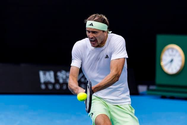 MELBOURNE, VIC - JANUARY 22: Alexander Zverev of Germany in action during the 4th round of the 2024 Australian Open on January 22 2024, at Melbourne Park in Melbourne, Australia. (Photo by Jason Heidrich Icon Sportswire) TENNIS: JAN 22 Australian Open EDITORIAL USE ONLY Icon240122131