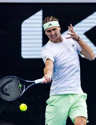 MELBOURNE, VIC - JANUARY 22: Alexander Zverev of Germany in action during the 4th round of the 2024 Australian Open on January 22 2024, at Melbourne Park in Melbourne, Australia. (Photo by Jason Heidrich Icon Sportswire) TENNIS: JAN 22 Australian Open EDITORIAL USE ONLY Icon240122150