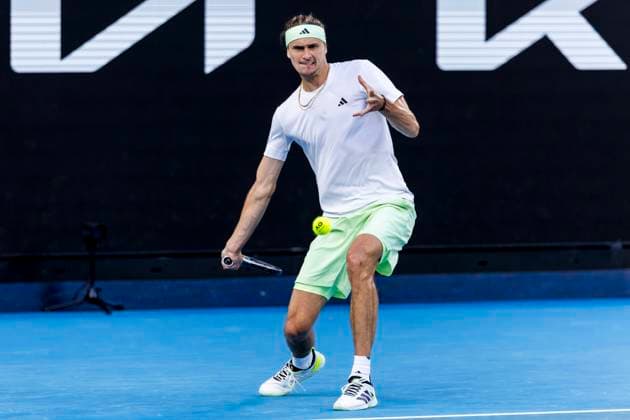 MELBOURNE, VIC - JANUARY 22: Alexander Zverev of Germany in action during the 4th round of the 2024 Australian Open on January 22 2024, at Melbourne Park in Melbourne, Australia. (Photo by Jason Heidrich Icon Sportswire) TENNIS: JAN 22 Australian Open EDITORIAL USE ONLY Icon240122154