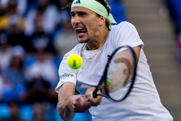 MELBOURNE, VIC - JANUARY 22: Alexander Zverev of Germany in action during the 4th round of the 2024 Australian Open on January 22 2024, at Melbourne Park in Melbourne, Australia. (Photo by Jason Heidrich Icon Sportswire) TENNIS: JAN 22 Australian Open EDITORIAL USE ONLY Icon240122157