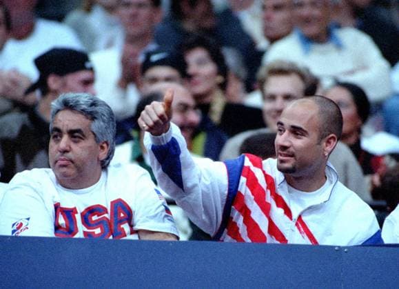 Andre Kirk Agassi is an American former world No. 1 tennis player_Davis cup1995. Russia- USA. Moscow (Russia). 