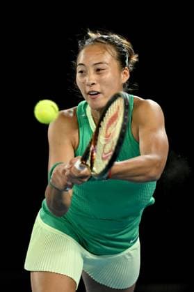 TENNIS AUSTRALIAN OPEN, Qinwen Zheng of China reacts during her 4th round match against Oceane Dodin of France on Day 9 of the 2024 Australian Open at Melbourne Park in Melbourne, Monday, January 22, 2024. ( NO ARCHIVING, EDITORIAL USE ONLY, NO USE IN BOOKS WITHOUT CONSENT MELBOURNE VICTORIA AUSTRALIA  Copyright: xLUKASxCOCHx 20240122001892224935