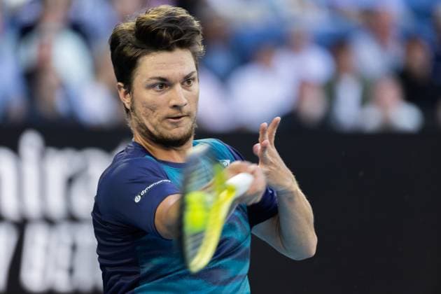 (240122) -- MELBOURNE, Jan. 22, 2024 -- Miomir Kecmanovic competes during the men s singles 4th round match between Carlos Alcaraz of Spain and Miomir Kecmanovic of Serbia at Australian Open tennis tournament in Melbourne, Australia, Jan. 22, 2024. (Photo by Xinhua) (SP)AUSTRALIA-MELBOURNE-TENNIS-AUSTRALIAN OPEN-DAY 9 HuxJingchen 