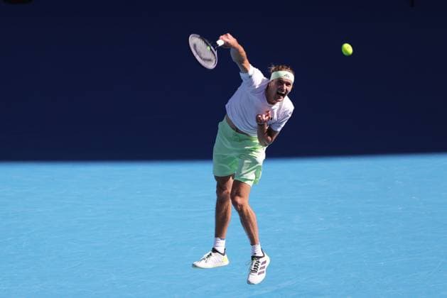 Alexander Zverev, GER, during fourth round of 2024 Australian Open in Melbourne, 22 01 2023