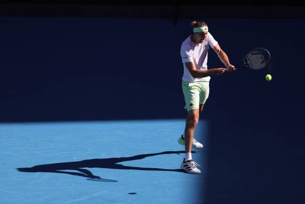 Alexander Zverev, GER, during fourth round of 2024 Australian Open in Melbourne, 22 01 2023