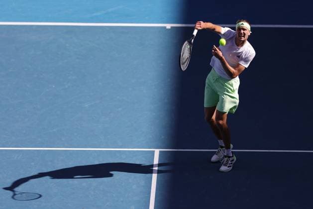 Alexander Zverev, GER, during fourth round of 2024 Australian Open in Melbourne, 22 01 2023