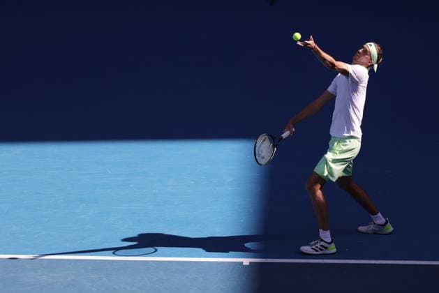 Alexander Zverev, GER, during fourth round of 2024 Australian Open in Melbourne, 22 01 2023