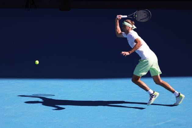 Alexander Zverev, GER, during fourth round of 2024 Australian Open in Melbourne, 22 01 2023