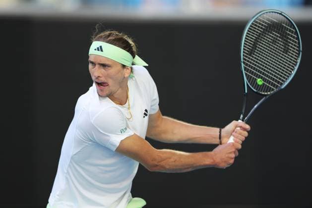 Alexander Zverev, GER, during fourth round of 2024 Australian Open in Melbourne, 22 01 2023