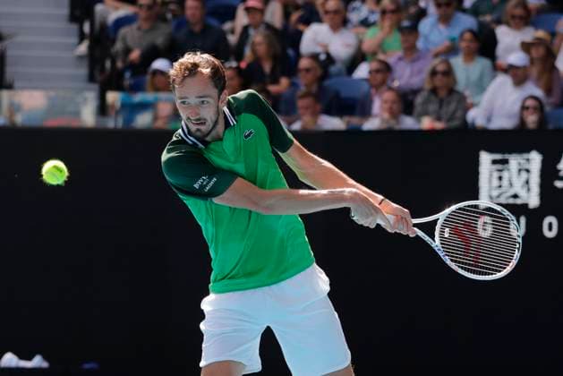 22nd January 2024; Melbourne Park, Melbourne, Victoria, Australia; Australian Open Tennis Championship Day 9; Daniil Medvedev in action during the round four singles match against Nuno Borges (POR)  ActionPlus12600662 NaFoto