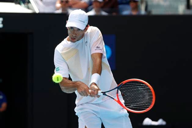 22nd January 2024; Melbourne Park, Melbourne, Victoria, Australia; Australian Open Tennis Championship Day 9; Nuno Borges (POR) in action during the round four singles match against Daniil Medvedev  ActionPlus12600667 NaFoto