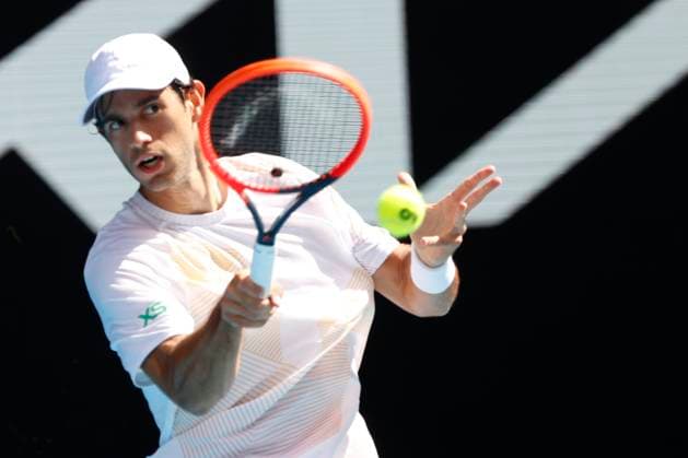22nd January 2024; Melbourne Park, Melbourne, Victoria, Australia; Australian Open Tennis Championship Day 9; Nuno Borges (POR) in action during the round four singles match against Daniil Medvedev  ActionPlus12600671 NaFoto