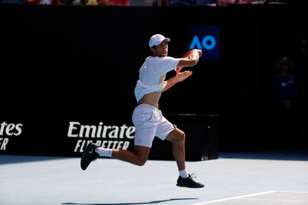 22nd January 2024; Melbourne Park, Melbourne, Victoria, Australia; Australian Open Tennis Championship Day 9; Nuno Borges (POR) in action during the round four singles match against Daniil Medvedev  ActionPlus12600679 NaFoto