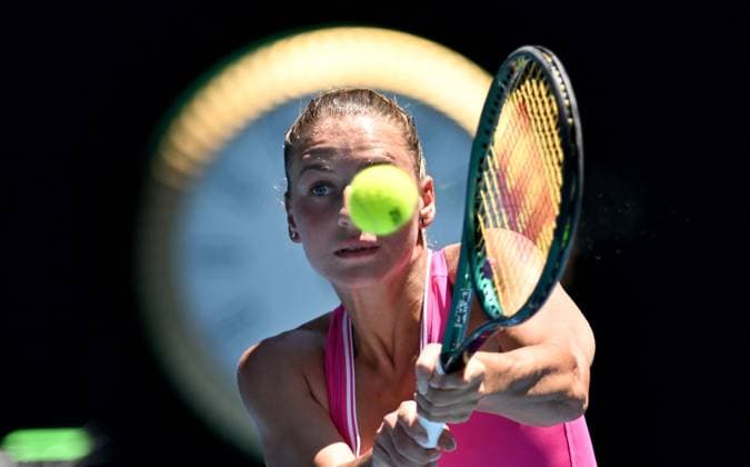 TENNIS AUSTRALIAN OPEN, Marta Kostyuk of Ukraine in action during her quarter final match against Coco Gauff of USA on Day 10 of the 2024 Australian Open at Melbourne Park in Melbourne, Tuesday, January 23, 2024. ( NO ARCHIVING, EDITORIAL USE ONLY, NO USE IN BOOKS WITHOUT CONSENT MELBOURNE VICTORIA AUSTRALIA  Copyright: xLUKASxCOCHx 20240123001892475347