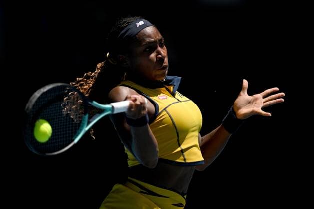 TENNIS AUSTRALIAN OPEN, Coco Gauff of USA returns during her quarter final match against Marta Kostyuk of Ukraine on Day 10 of the 2024 Australian Open at Melbourne Park in Melbourne, Tuesday, January 23, 2024. ( NO ARCHIVING, EDITORIAL USE ONLY, NO USE IN BOOKS WITHOUT CONSENT MELBOURNE VICTORIA AUSTRALIA  Copyright: xLUKASxCOCHx 20240123001892478811
