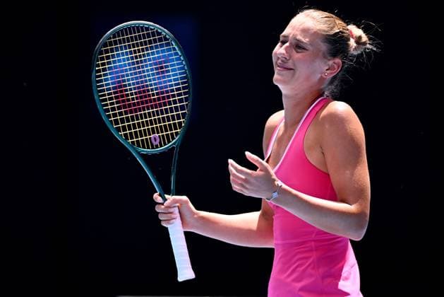 TENNIS AUSTRALIAN OPEN, Marta Kostyuk of Ukraine reacts during her quarter final match against Coco Gauff of USA on Day 10 of the 2024 Australian Open at Melbourne Park in Melbourne, Tuesday, January 23, 2024. ( NO ARCHIVING, EDITORIAL USE ONLY, NO USE IN BOOKS WITHOUT CONSENT MELBOURNE VICTORIA AUSTRALIA  Copyright: xJOELxCARRETTx 20240123001892496933