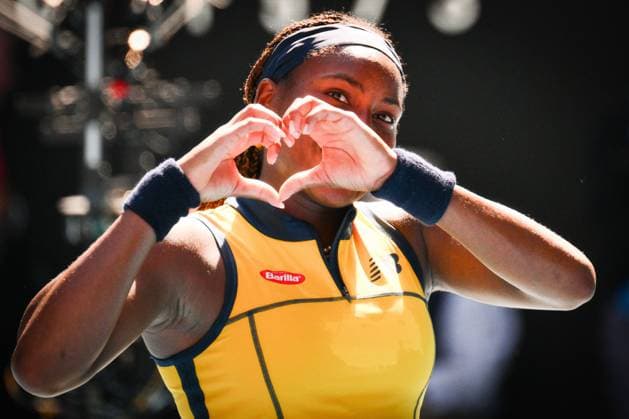 Sport Bilder des Tages Cori Gauff (USA) celebrates winning her Quarter Final match Australian Open, Day Ten, Tennis, Melbourne Park, Melbourne, Australia - 23 Jan 2024  Copyright: xJamesxGourley Shutterstockx 14312084g