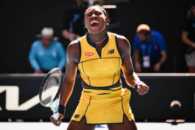Cori Gauff (USA) celebrates winning her Quarter Final match Australian Open, Day Ten, Tennis, Melbourne Park, Melbourne, Australia - 23 Jan 2024  Copyright: xJamesxGourley Shutterstockx 14312084e