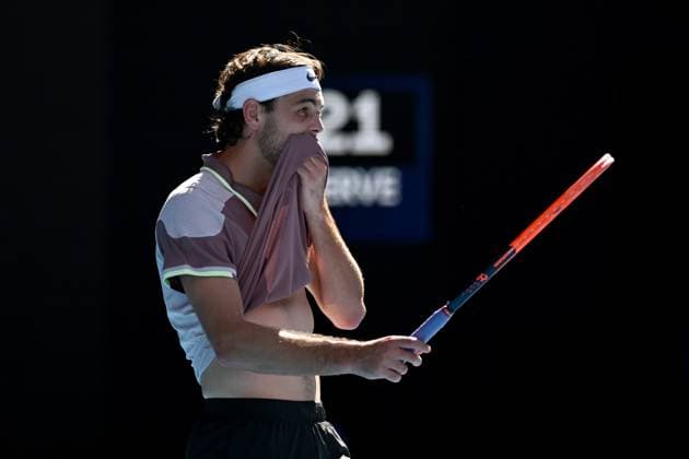 TENNIS AUSTRALIAN OPEN, Taylor Fritz of the USA reacts during his quarter final match against Novak Djokovic of Serbia on Day 10 of the 2024 Australian Open at Melbourne Park in Melbourne, Tuesday, January 23, 2024. ( NO ARCHIVING, EDITORIAL USE ONLY, NO USE IN BOOKS WITHOUT CONSENT MELBOURNE VICTORIA AUSTRALIA  Copyright: xLUKASxCOCHx 20240123001892527146