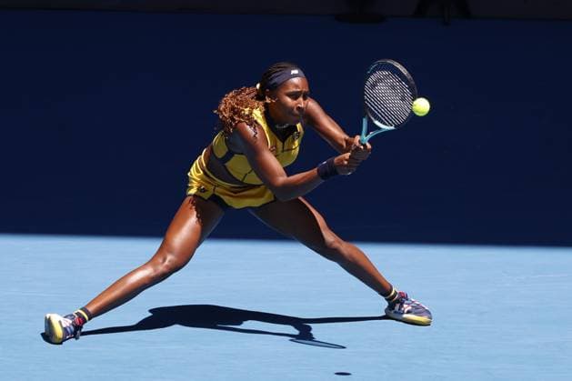Coco Gauff (USA) in action during their Quarterfinals singles match against Marta Kostyuk (UKR) during Australian Open, International Tennis match in Melbourne, Australia, January 23 2024  Copyright: xAgnxFoto IPAxSportx xipa-agency.x xx IPA_42886744 IPA_Agency_IPA42886744