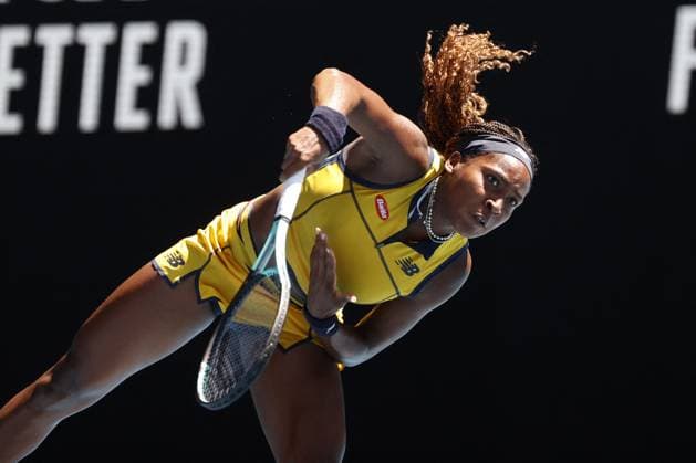 International Tennis match - Australian Open Coco Gauff (USA) in action during their Quarterfinals singles match against Marta Kostyuk (UKR) during Australian Open, International Tennis match in Melbourne, Australia, January 23 2024 Melbourne Australia  Copyright: xIPAxSport ABACAx