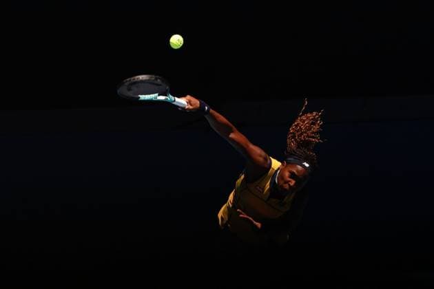 International Tennis match - Australian Open Coco Gauff (USA) in action during their Quarterfinals singles match against Marta Kostyuk (UKR) during Australian Open, International Tennis match in Melbourne, Australia, January 23 2024 Melbourne Australia  Copyright: xIPAxSport ABACAx