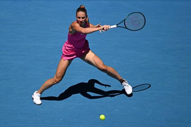 Marta Kostyuk (UKR) during her Quarter Final match Australian Open, Day Ten, Tennis, Melbourne Park, Melbourne, Australia - 23 Jan 2024  Copyright: xJamesxGourley Shutterstockx 14312084bp